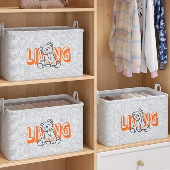 1pc Household Foldable Clothes and Miscellaneous Items Storage Basket With Draws - Picture 7 of 12